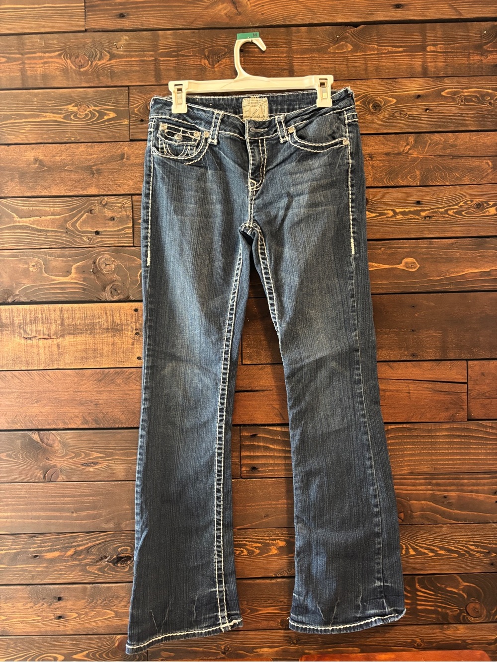 Women's Dark Blue Boot Cut Jeans with Contrast Stitching